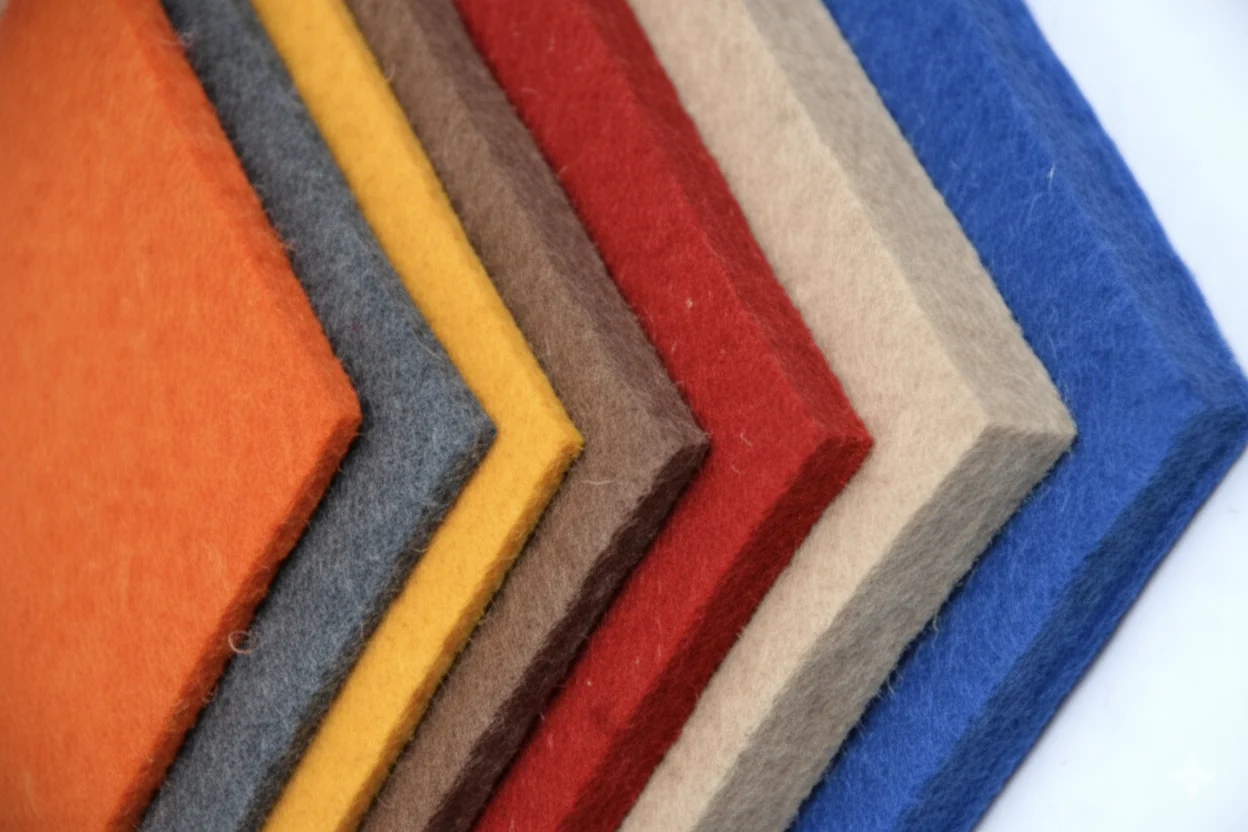 Coloured wool felt rolls